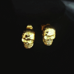Steel Gold-Plated Skull Head Stud Earring - Image 2
