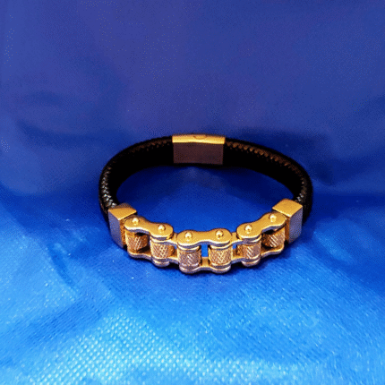 Gold-Plated Stainless Steel And Leather Bracelet