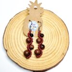 Gemstone Wavy Earrings - B/Mahogany